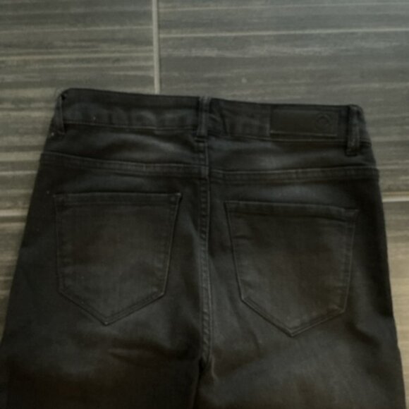 VeraModa black midrise slim Velvet tux stripe ankle jean size 26 - Picture 4 of 12